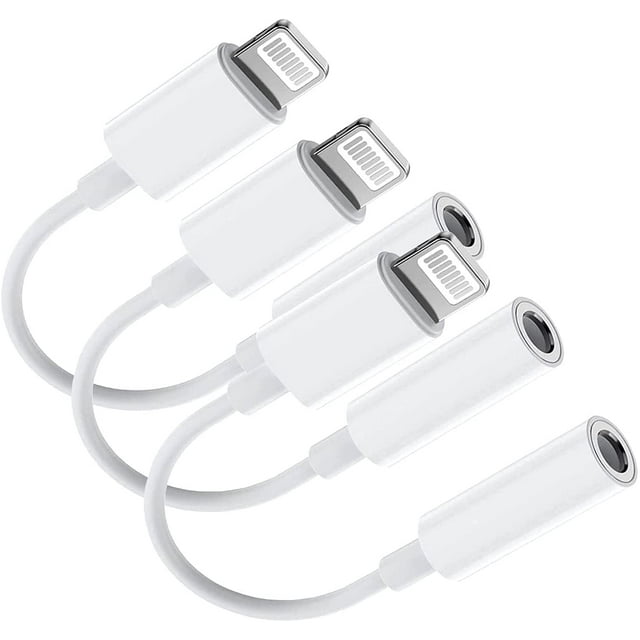 3 Pack Lightning to 3.5mm AUX Adapter for iPhone 13/12/11/XR/X/8/7, Supports Music + Calls