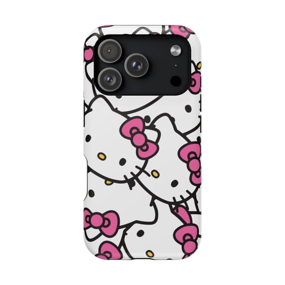 iPhone Hello Kawaii Kitty Large Pattern White Cute MagSafe Tough Case - iPhone 17 Pro / Matte