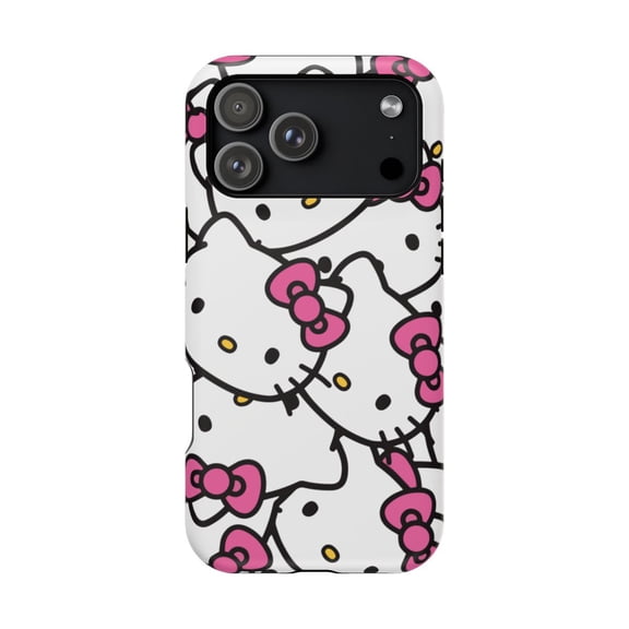 iPhone Hello Kawaii Kitty Large Pattern White Cute MagSafe Tough Case - iPhone 17 Pro Max / Matte