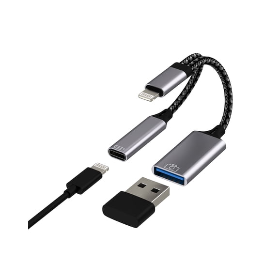 for iPhone OTG Adapter Lightning Male to USB Female Camera Splitter Charging Cable for 13 12 11 Pro Max X 7 for iPad Mouse Keyboard Memory Flash Drive Cord Card Reader Dongle Converter Adaptador Para