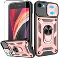 thumbnail image 1 of for iPhone SE 2020/2022,iPhone 7/8 Case with HD Screen Protector, Heavy Duty Shockproof with Metal Kickstand [Military Grade] Protective Case for iPhone SE 2020/2022/8/7, Rose Gold, 1 of 14