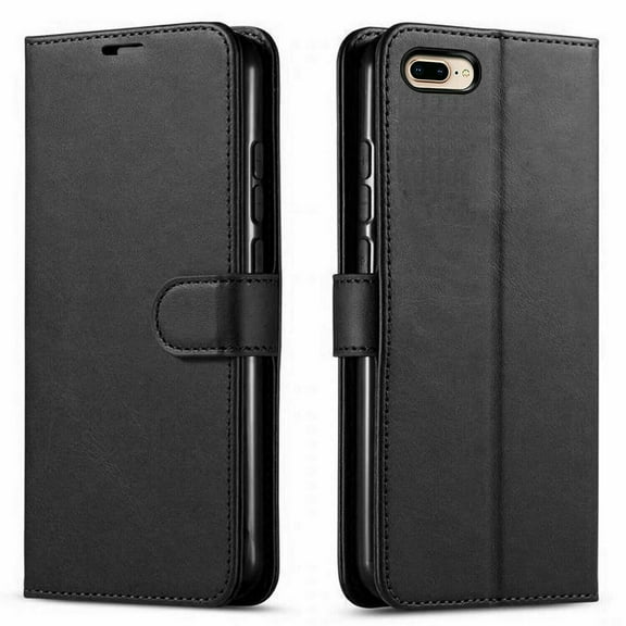 iPhone SE 2020 Case,  Included [Tempered Glass Screen Protector], Starshop Premium Leather Wallet Pocket Credit Card Slots-Black