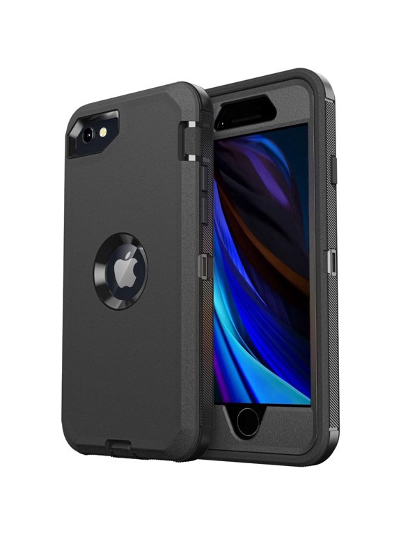 iPhone SE 2022/2020 Case Built-in Screen Protector Shockproof Dust/Drop Proof 3 in 1 Full Body Rugged Heavy Duty Durable Cover for Apple iPhone SE 3rd/2nd Gen 4.7,Black