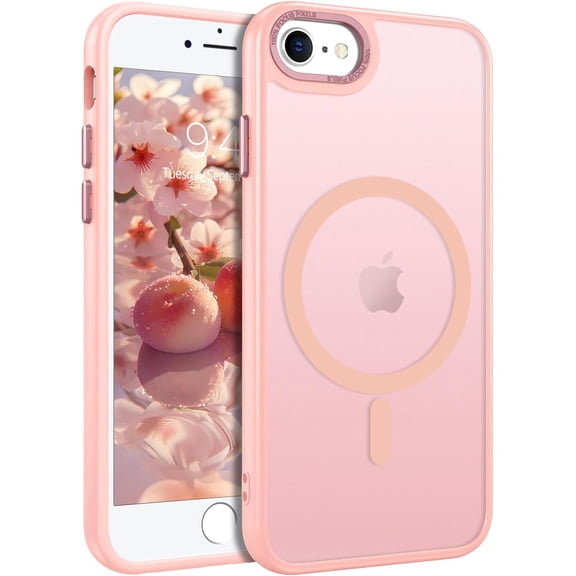 for iPhone SE 2022/2020 Case, Magnetic Phone Case for iPhone 7/8, Compatible with MagSafe Translucent Matte Skin Feeling Shockproof Phone Case iPhone SE 3rd/2nd 4.7'' for Girls Women Gifts,Pink