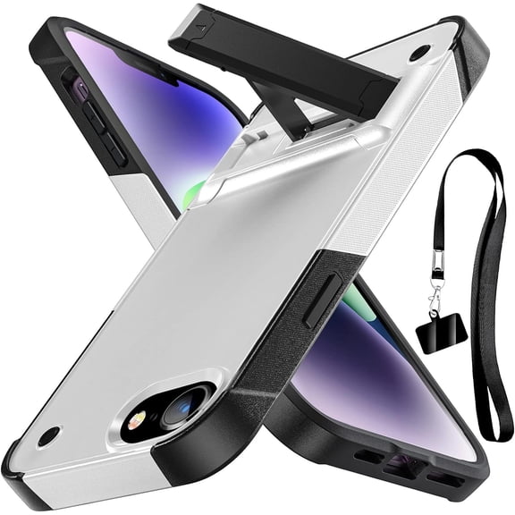 for iPhone SE 2022 Case/iPhone SE 2020 Case/8/7 Case, Heavy Duty Shockproof Protective Case,Military Grade Protection,Scratch Resistant,Slim Thin Case,with Stand,with Lanyard,White 6-IP8g-02