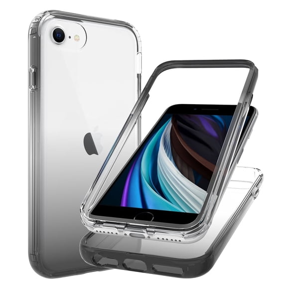 iPhone SE 2022 Case, iPhone SE 2020 Case, Hybrid TPU Rubber Heavy Duty Protection Anti-yellow Clear Back Cover Case for Apple iPhone SE 2022/2020 / iPhone 8/7 - Black
