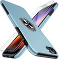 thumbnail image 1 of for iPhone SE 2022 Case, iPhone SE 2020 Case, iPhone 8/7/6s/6 case Ultra Slim with 2Pcs Tempered Glass Screen Protector Full Body Shockproof Phone Case with Invisible Ring Stand, 4.7" Sierra Blue, 1 of 8
