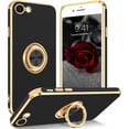 thumbnail image 1 of iPhone SE 2022 Case,iPhone SE 2020 Case,iPhone 8/7 Case with Rotatable Ring Holder Magnetic Kickstand Women Girls Slim Shockproof Protective Phone Cover for iPhone SE 3rd/2nd Gen, Black/Gold, 1 of 9