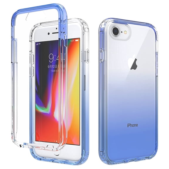 iPhone SE 2022 Case, iPhone SE 3 Case, Clear TPU Gradient Color Slim Fit Drop Protection Military Grade Shockproof Case Cover for Apple iPhone SE 2022/2020/ iPhone 8/7 - Blue