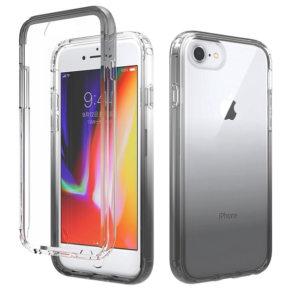 iPhone SE 2022 Case, iPhone SE 3 Case, Clear TPU Gradient Color Slim Fit Drop Protection Military Grade Shockproof Case Cover for Apple iPhone SE 2022/2020/ iPhone 8/7 - Black