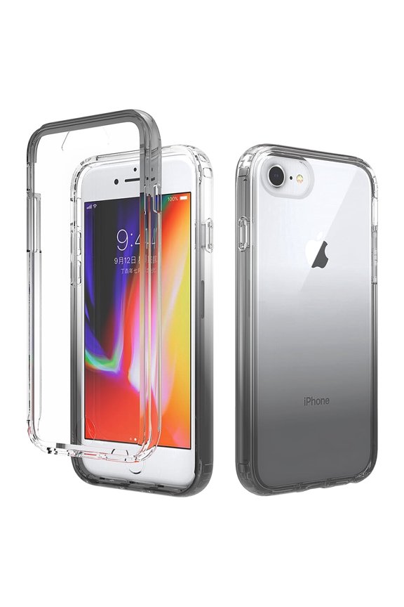 iPhone SE 2022 Case, iPhone SE 3 Case, Clear TPU Gradient Color Slim Fit Drop Protection Military Grade Shockproof Case Cover for Apple iPhone SE 2022/2020/ iPhone 8/7 - Black