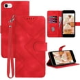 thumbnail image 1 of for iPhone SE 2022 Case/iPhone SE Case,iPhone 8/7 Case,6/6S Phone Case Wallet Card Holder,Leather Stand Flip Cases,Wrist Strap  Closure Protector,Shockproof Protective Cover (Red), 1 of 14