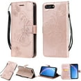 thumbnail image 1 of for iPhone SE 2022/ SE 2020/ 8/ 7 Wallet Case, Kickstand Case Credit Card Holder, Embossed Butterfly Pattern with Strap Premium PU Leather Magnetic Closure Shockproof Protective Flip Cover, Rosegold, 1 of 6