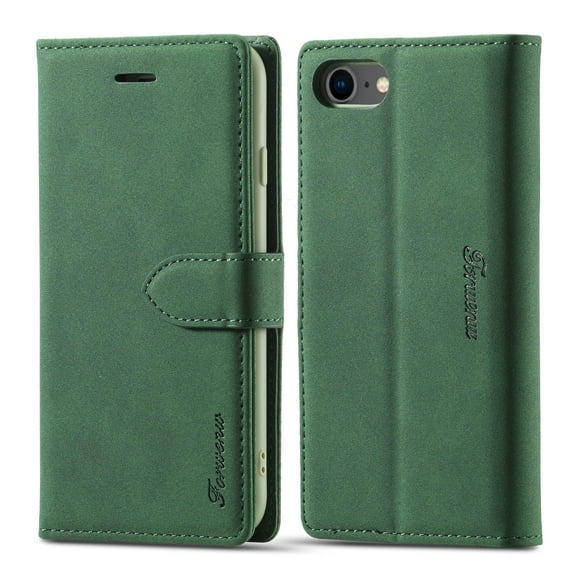 iPhone SE (2022) Wallet Case,Dteck Magnetic Leather Card Holder Wallet Kickstand iPhone 7/iPhone 8/iPhone SE 2020 4.7-inch Shockproof Rubber Hybrid Cover For iPhone 7/8/SE 2020/SE 2022,Green