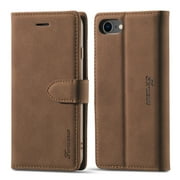 iPhone SE (2022) Wallet Case,Dteck Magnetic Leather Card Holder Wallet Kickstand iPhone 7/iPhone 8/iPhone SE 2020 4.7-inch Shockproof Rubber Hybrid Cover For iPhone 7/8/SE 2020/SE 2022,Brown