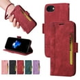 thumbnail image 1 of iPhone SE 2022,iPhone SE 2020,iPhone 8,iPhone 7 Wallet Cover with Wrist Strap,Drop Protection Durable PU Leather Magnetic Clasp Flip Holder Card Slots Purse Phone Case,Red, 1 of 16