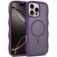 thumbnail image 1 of For iPhone SE 2nd Gen 2020 Magnetic Phone Case,Compatible with Mag-safe,Wavy Frame Cute Design for Girls Women,Translucent Matte Hard Back Shockproof Protective Lightweight Phone Case,Darkpurple, 1 of 6