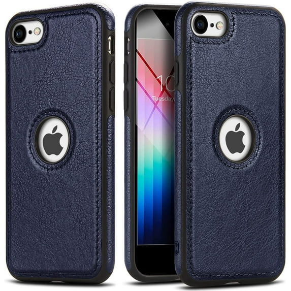 For iPhone SE 2nd Generation (2020) and iPhone SE 3rd Gen (2022) Case Luxury Leather Business Vintage Slim Non-Slip Soft Grip Shockproof Protective Cover