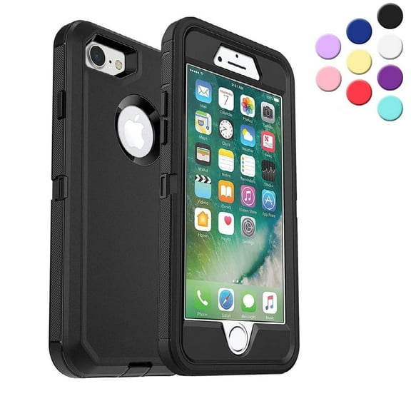 iPhone SE,8,7 Heavy Duty Case {Shock Proof Case with 3 Layer Rubber, Shatter Resistant, [Tough Armour] Rugged Case Compatible for iPhone SE,8,7} Black