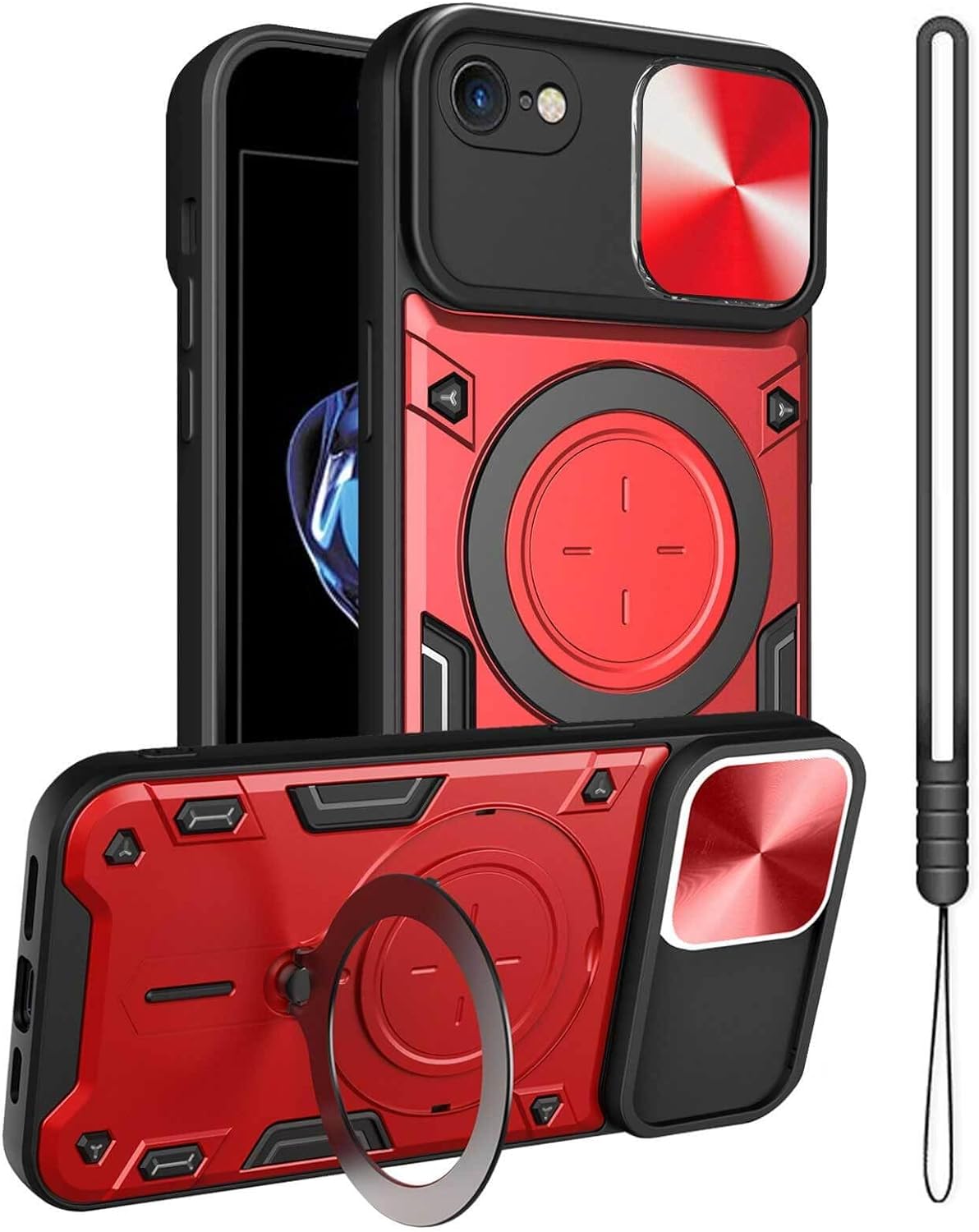 HualuBro Cover Portafoglio In Pelle PU Per IPhone SE 2022/2023, Flip Cover Magnetica Con Slot Carte, Rosso