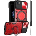 thumbnail image 1 of for iPhone SE Case 2020 2022/iPhone 8 Case/iPhone 7 Phone Case,Metal Stand Ring Holder,Lens Protector,Slim Bumper Full Protection Shockproof Hard Cover for Women Men (Red), 1 of 14