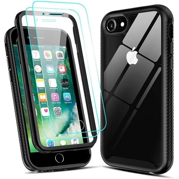LeYi For iPhone SE 2020 Phone Case, iPhone 8 Case, iPhone 7 Case: Screen Protector [2 Pack], Black