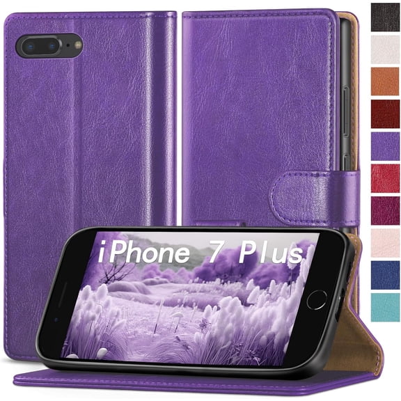 for iPhone SE2/SE 3rd 2022/7/8 4.7" Phone case[RFID Blocking Leather],[3 Credit Card Slot] Flip Folio Book Shockproof Protector,Holder Stand case,Women Men for Apple SE Wallet Cover,Purple