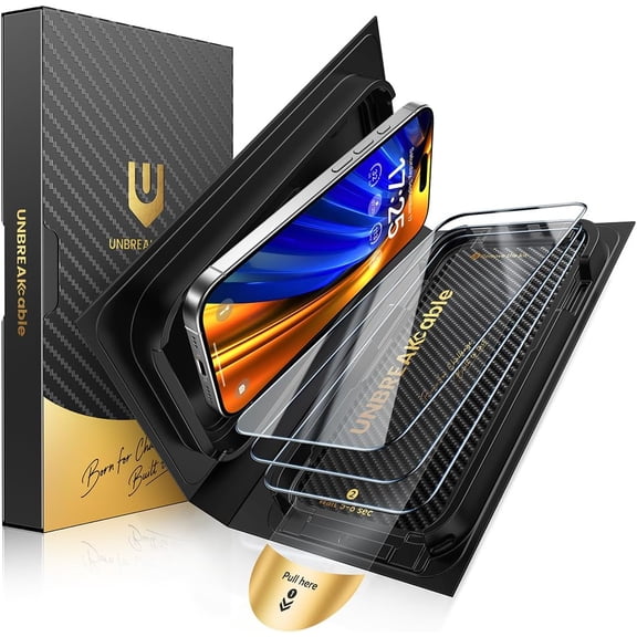 iPhone Screen Protector [3-Pack], Tempered Glass with Auto-Align Tech for Easy Install, 9H+ Hardness, Anti-Fingerprint, Ultra-Clear, Full-Coverage Protection, 6.9-Inch