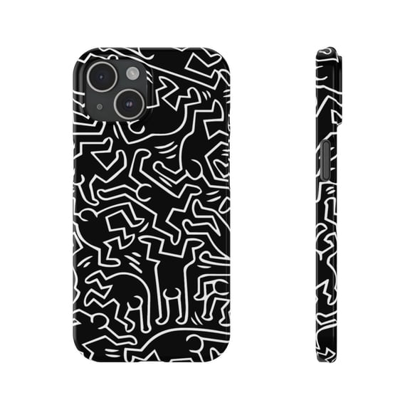 iPhone Slim Case - Contemporary Art Haring Hip Hop "Dancers" Inspired Keith - iPhone 15
