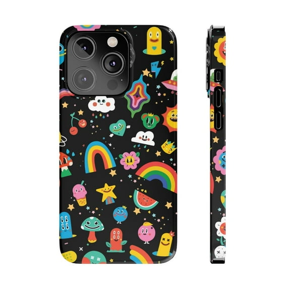 iPhone Slim Case - Rainbow Space Cute Cartoon Japanese Flower Artist