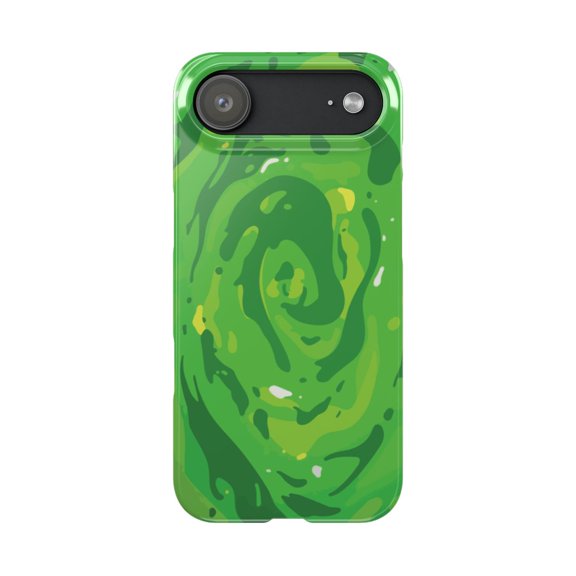 iPhone Slim Case - Rick Morty Cartoon Inspired Portal Design Green Network - iPhone 17 Air