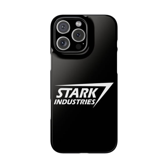iPhone Slim Case Stark Industries "Iron" Man Superhero Black Logo Gift - iPhone 16 Pro Max