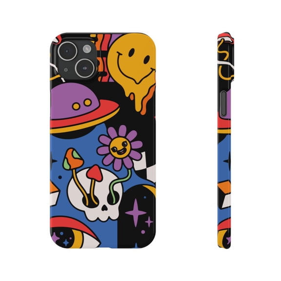 iPhone Slim Case - Trippy Space Melting Sun UFO Skull Artistic - iPhone 15 Plus