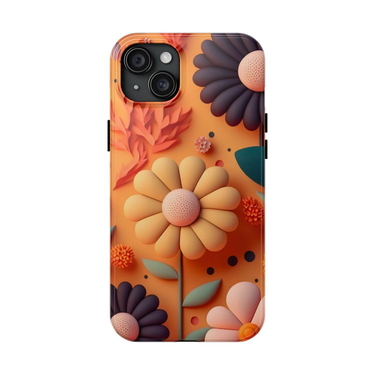 iPhone Tough Case - Flowers Floral Popping 3D Soft Accessories Fashionable - iPhone 15 Plus