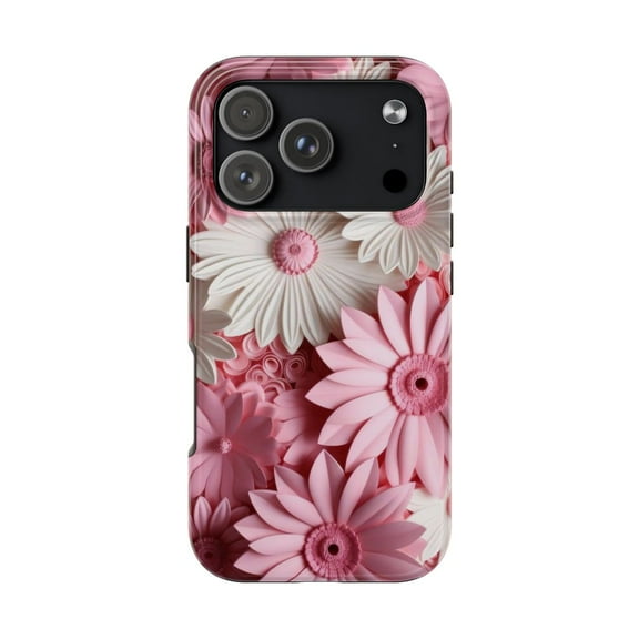 iPhone Tough Case - Flowers Floral Popping 3D Soft Pink Blooming Accessory - iPhone 17 Pro