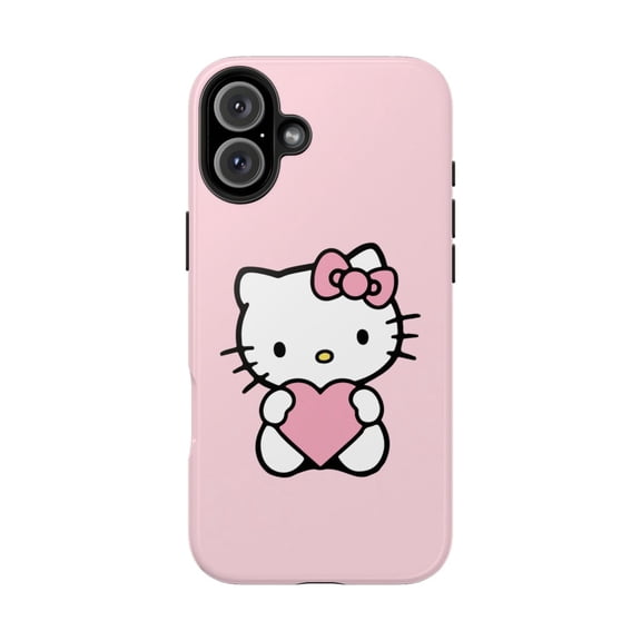 iPhone Tough Case Hello Kitty Heart Pink Bowtie Pattern Cute Candy Kawaii - iPhone 16 Plus