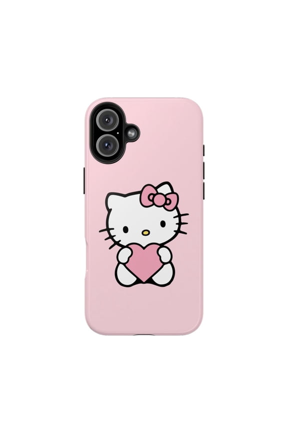 iPhone Tough Case Hello Kitty Heart Pink Bowtie Pattern Cute Candy Kawaii - iPhone 16 Plus