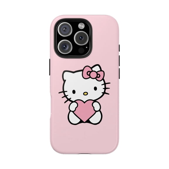 iPhone Tough Case Hello Kitty Heart Pink Bowtie Pattern Cute Candy Kawaii - iPhone 16 Pro