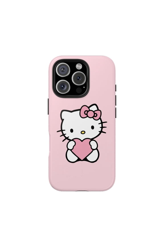 iPhone Tough Case Hello Kitty Heart Pink Bowtie Pattern Cute Candy Kawaii - iPhone 16 Pro