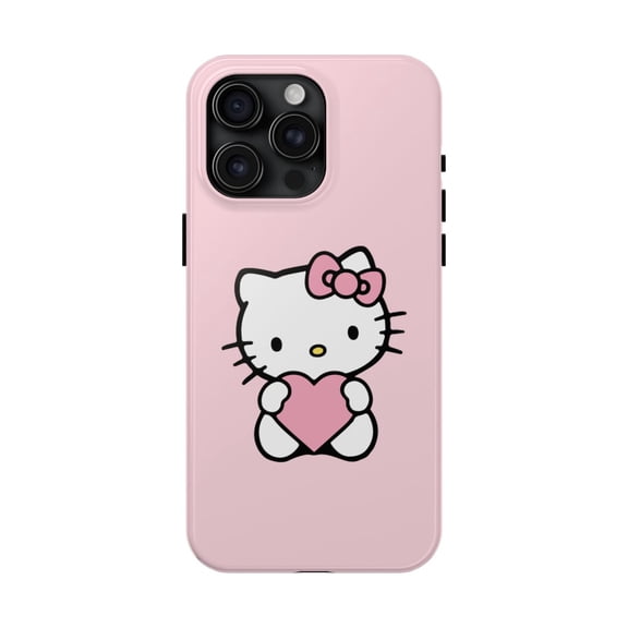 iPhone Tough Case Hello Kitty Heart Pink Bowtie Pattern Cute Candy Kawaii - iPhone 15 Pro Max