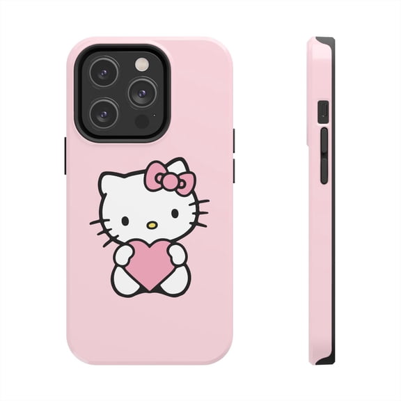 iPhone Tough Case Hello Kitty Heart Pink Bowtie Pattern Cute Candy Kawaii - iPhone 14 Pro