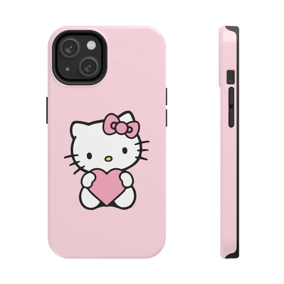 iPhone Tough Case Hello Kitty Heart Pink Bowtie Pattern Cute Candy Kawaii - iPhone 14