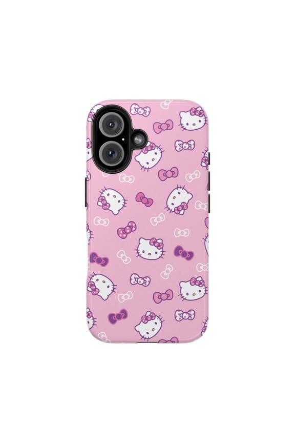 iPhone Tough Case Hello Kitty Pink Bowtie All Over Pattern Cute Kawaii - iPhone 16