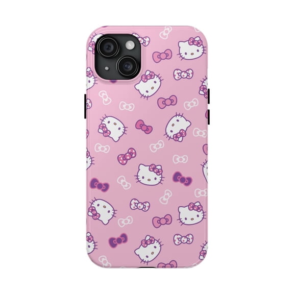 iPhone Tough Case Hello Kitty Pink Bowtie All Over Pattern Cute Kawaii - iPhone 15 Plus