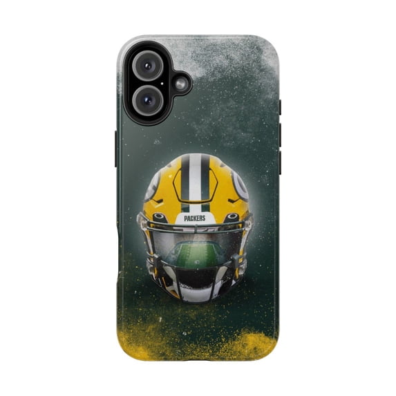 iPhone Tough Case - Packers Green Wisconsin Bay Football Logo Helmet Fan - iPhone 16 Plus