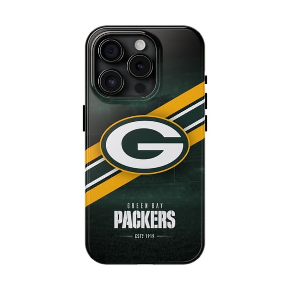 iPhone Tough Case - Packers Green Wisconsin Bay Football Logo Helmet - iPhone 15 Pro