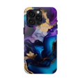 thumbnail image 1 of iPhone Tough Case - Purple Blue Gold White Marble Abstract Waves Elegant, 1 of 6