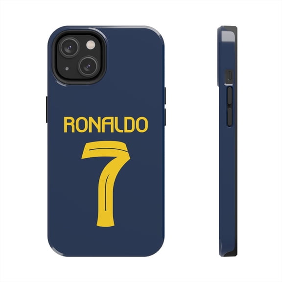 iPhone Tough Case Ronaldo 7 Nassr Away Navy Gold Football Soccer Jersey - iPhone 14
