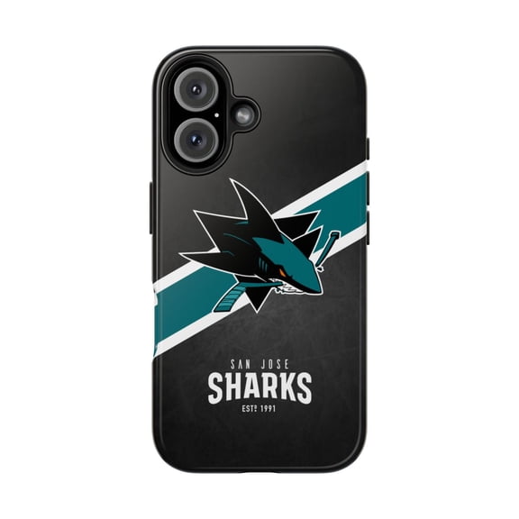 iPhone Tough Case - Sharks San Jose Hockey Fan Stick Teal Tank Logo - iPhone 16