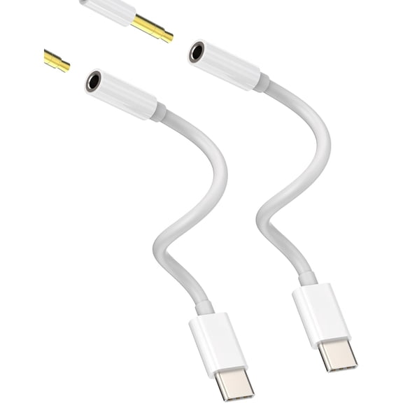 for iPhone USB-C to 3.5mm Jack Splitter(2Pack) DAC Headphone Audio Adapter Cable Compatible for Samsung Galaxy 15 Pro Max Plus iPad 10Air4/5Mini6Pro 12.9 LG Dongle Type C AUX Cord Connector